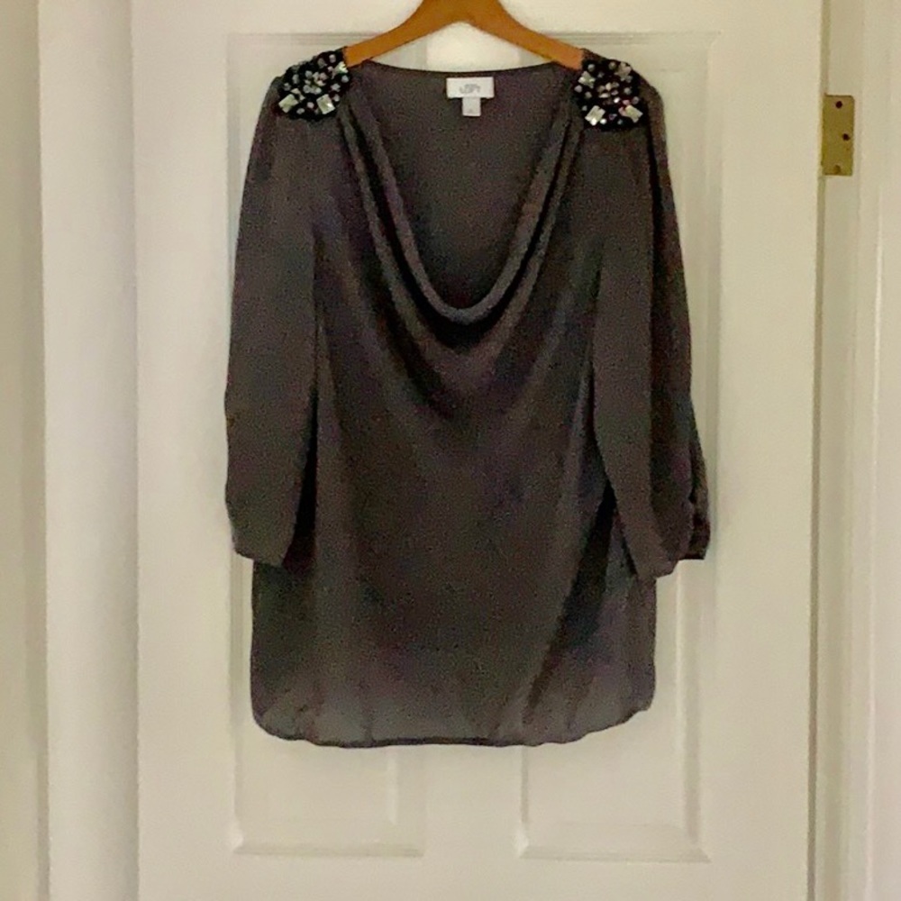 Loft jeweled shoulder blouse